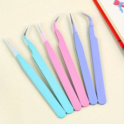 6pcs Tweezers Set - Angle and Straight Hand Tools for DIY Scrapbooking, Jewelry Making, Beading Work - Scrapbooking Supplies