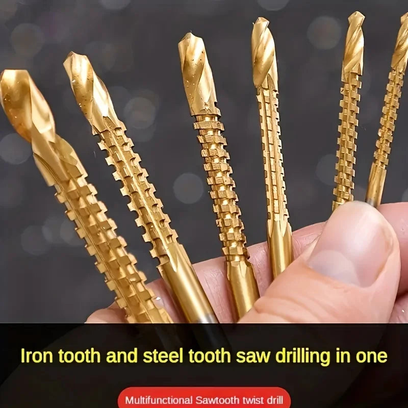 6pcs Titanium-Coated High-Speed Steel Drill Bit Set - Durable, Efficient for Electric Drills
