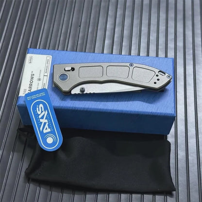 BM 748 Narrows AXIS Pocket Folding Knife 3.43" D2 Blade Gray Aluminum Alloy Handles Outdoor Hunting Camping Survival Tactical Knives EDC Tools