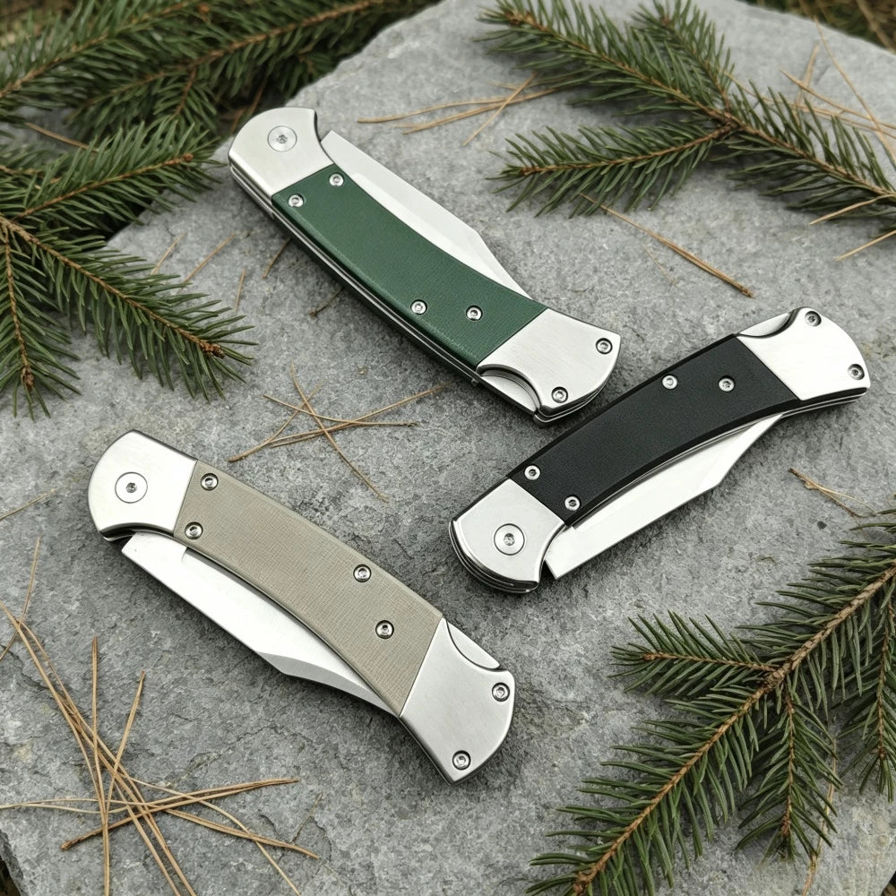 EDC Portable Folding Knife High Hardness Wear-resistant Blade G10 Handle Outdoor Camping Hiking Fishing Wild Climbing Exploration Multi-functional Tool
