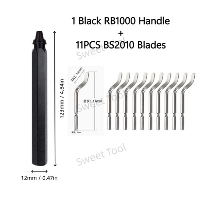 Deburring Tool Metal Handle with 1/10/11 Swivel Blades Burr Removal Reamer Tool for Plastic Metal Copper PVC Resin 3D Printing