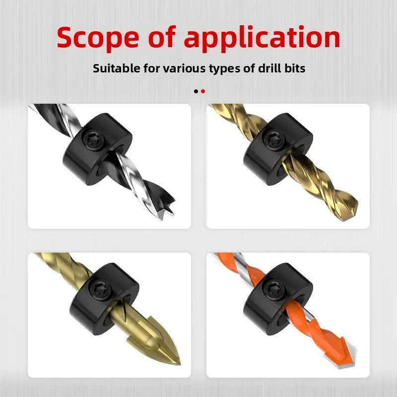 Drill Stoper Collar Set Stop Bit Ring Shaft Limit Metric Lock Steel Press Depth Ajustable Positioner Hole Guide Woodwork Tools