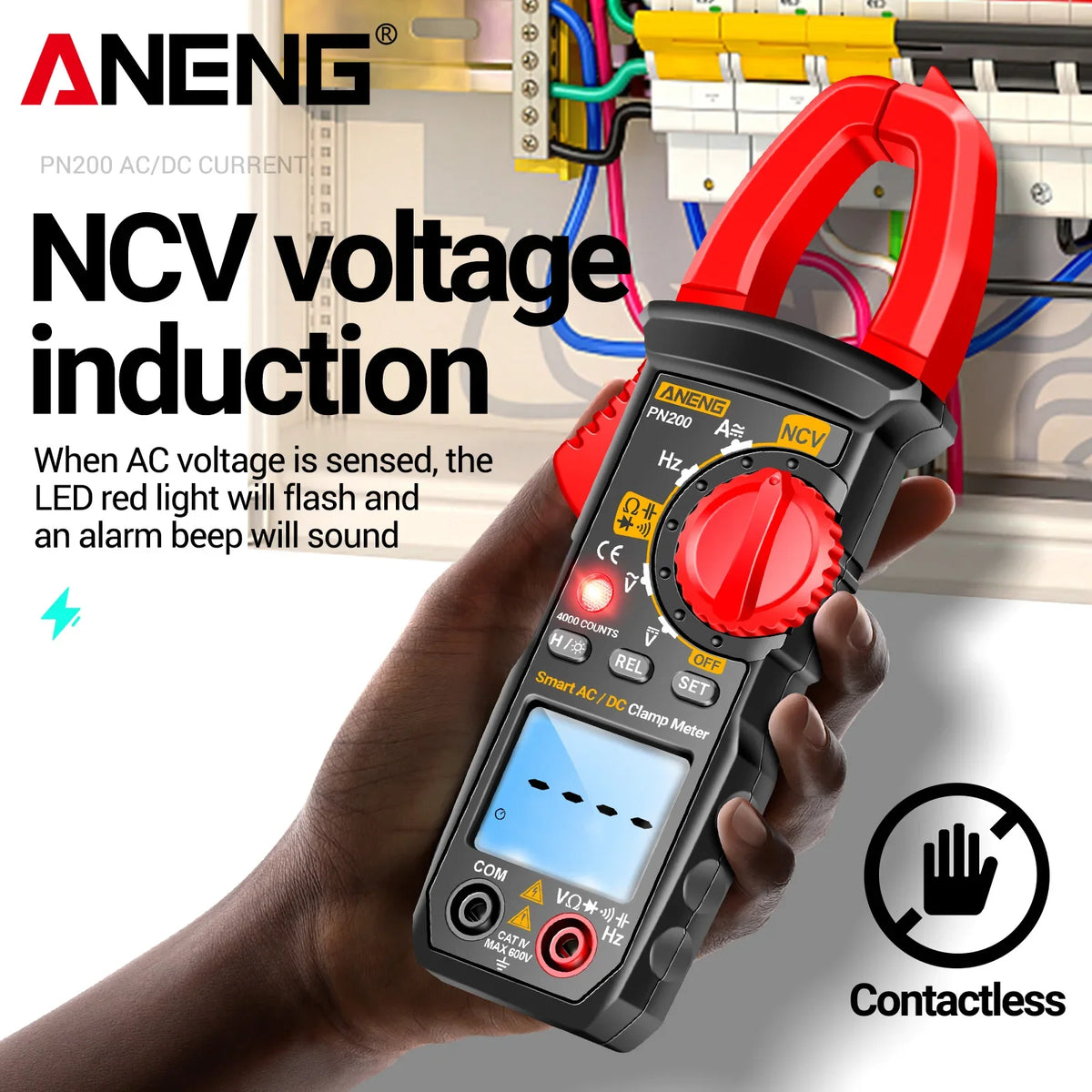 ANENG PN200 Digital Clamp Meter 4000 Counts 600A AC/DC Current Voltage Multimeter NCV Ohm Resistance Capacitance Tester