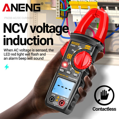 ANENG PN200 Digital Clamp Meter 4000 Counts 600A AC/DC Current Voltage Multimeter NCV Ohm Resistance Capacitance Tester