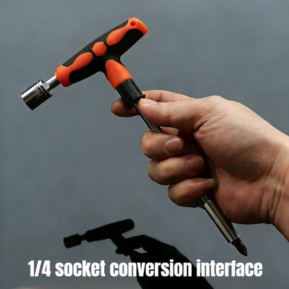 Multifunctional Screwdriver and Socket Set T-shape Handle Torx Hex Cross Flat Bits Household Repair Hand Tools for DIY