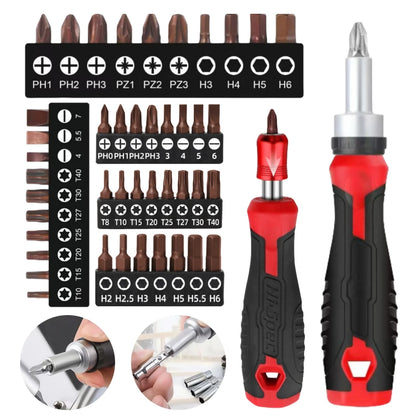 1/4 (6.35mm) Hi-Spec Ratchet Screwdriver Bit Set Multifunctional Magnetic Bit Driver Holder Handle Slotted Hex Torx Phillips Bit