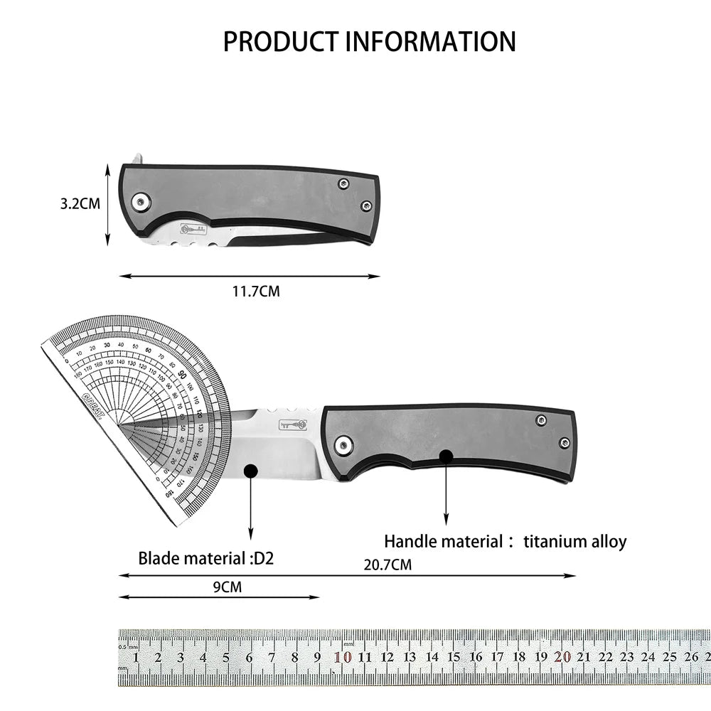 Ultramar Redencion 229 Folding Knife, Solid Titanium Alloy Handle and Sharp Blade, Portable EDC Pocket Knife Outdoor Camping Hiking Daily Cutting Tool