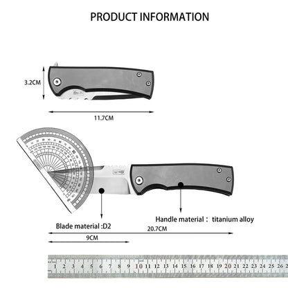 Ultramar Redencion 229 Folding Knife, Solid Titanium Alloy Handle and Sharp Blade, Portable EDC Pocket Knife Outdoor Camping Hiking Daily Cutting Tool
