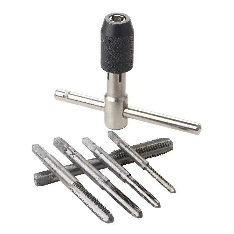 T-Handle Wrench M3 M4 M5 M6 M8 Hand Tap Reamer Thread Tapping Tool Set Adjustable Machine Screw Thread Tapping Drill Bit