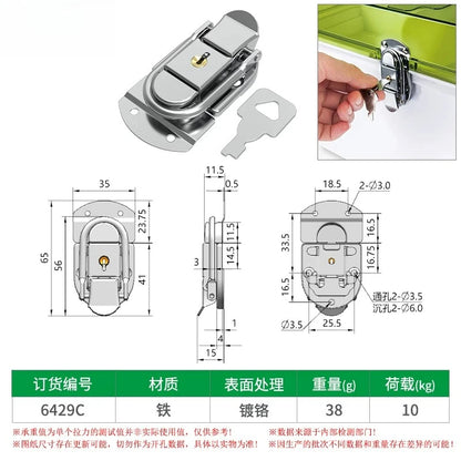Box snap, nickel-plated iron lock snap, bag fastener, hook, wooden box and toolbox lock, fixed lock, hardware accessory