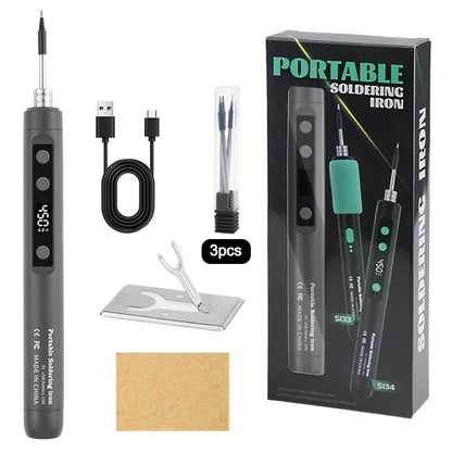 5V/15W Digital Display Soldering Iron Welding Repair Tool Cordless USB Soldering Iron Adjustable Temperature Speed Heating