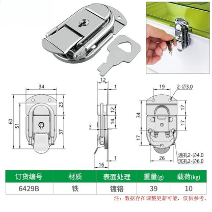 Box snap, nickel-plated iron lock snap, bag fastener, hook, wooden box and toolbox lock, fixed lock, hardware accessory