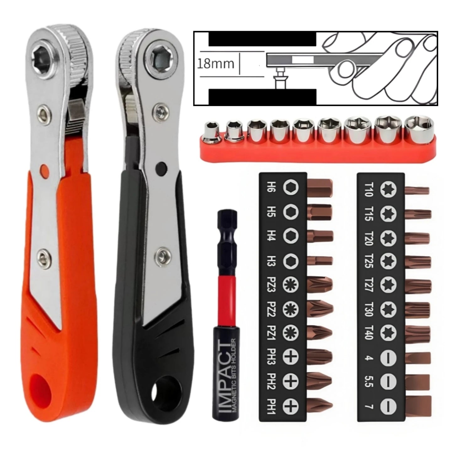 Right Angle Screwdriver Set T25, Mini Ratcheting 90 Degree Offset Wrench Kit, Pocket Tool for DIY Repair, Low Profile Bit Socket