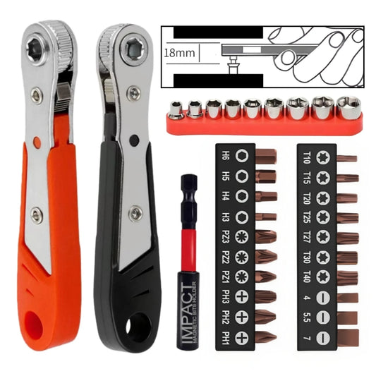 Right Angle Screwdriver Set T25, Mini Ratcheting 90 Degree Offset Wrench Kit, Pocket Tool for DIY Repair, Low Profile Bit Socket