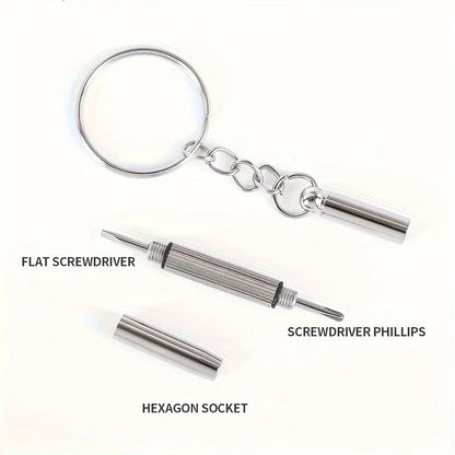 2Pcs Mini Glasses Screwdriver Portable Precision Repair Tool with Keychain for Eyeglass Watch