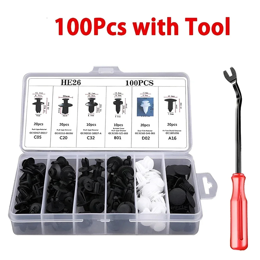 50/100pcs Auto Fastener Clip Kit Fender Rivet Clips Car Body Push Retainer Pin Rivet Bumper Door Trim Panel Retainer Car Clips