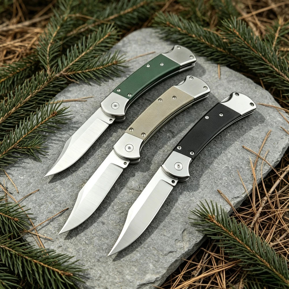 EDC Portable Folding Knife High Hardness Wear-resistant Blade G10 Handle Outdoor Camping Hiking Fishing Wild Climbing Exploration Multi-functional Tool