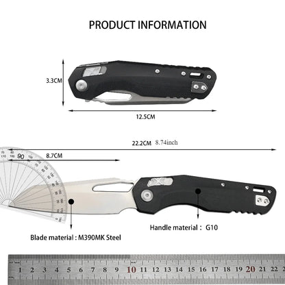 MSI Pocket Knife G10 Folding Knife Compact Design Precise and Durable Ideal for Outdoor Jungle Hiking EDC Tool Knife Men's Gift.