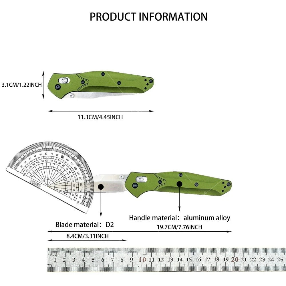 Ideal Gift for Men BM 940 Folding Knife S30V Satin Plain Blade Green / Black Aluminum Handle Compact Utility EDC Tools Camping Outdoor Pocket Knife
