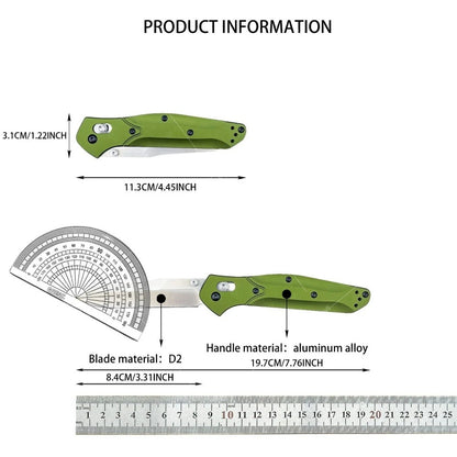 Ideal Gift for Men BM 940 Folding Knife S30V Satin Plain Blade Green / Black Aluminum Handle Compact Utility EDC Tools Camping Outdoor Pocket Knife