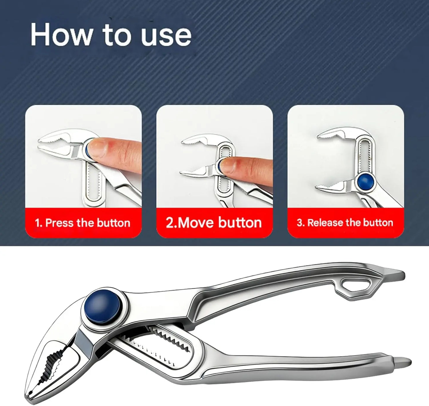 4 Inch Mini Groove Joint Pliers with Push Lock V Jaw Fast Adjustable for Tight Spaces Multi Surface Grip