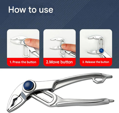 4 Inch Mini Groove Joint Pliers with Push Lock V Jaw Fast Adjustable for Tight Spaces Multi Surface Grip