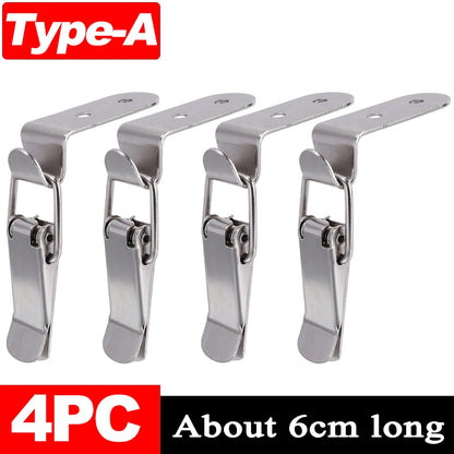90 Degree Duck Mouth Hasp Lock Silver Metal Spring Hook for Wood Box