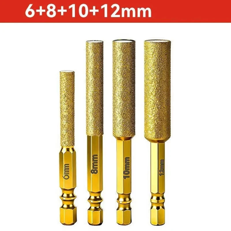 Hex Shank Diamond Core Bit Set - Dry Drilling for Ceramic Tile Granite Marble, Vacuum Brazed Hole Saw, No Water Needed