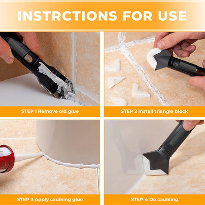 5-in-1 Silicone Caulking Tool | Sealant Finishing Tool | Glue Angle Scraper Tool For Window And Sink Renovations