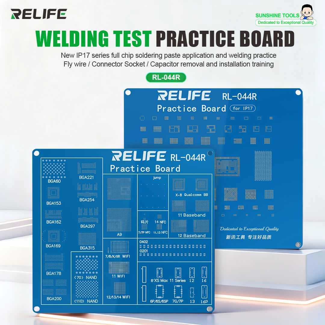 RELIFE RL-044R Welding Test Practice Board Connector Socket Removal and Installation Practice for Phone Repair Tools