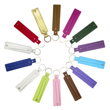 50pcs/lot PU Leather Keychain with 8mm Slide Bar Keyrings Key Holder Fit for 8mm DIY Slide Charms