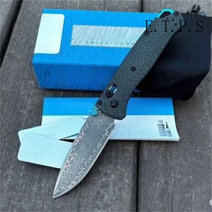 Lock Knives BM 535 Bugout Folding Pocket Knife Damascus Steel Carbon Fiber Handle Hunting Outdoor Knife Camping Survival Tools