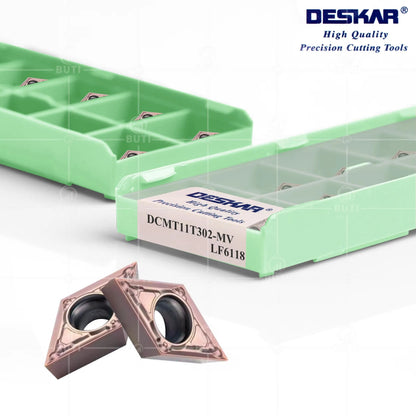 DESKAR 100% Original Lathe Cutter Tools DCMT11T302-MV LF6018 LF6118 Inner Hole Turning Blade Used For Processing Stainless Steel