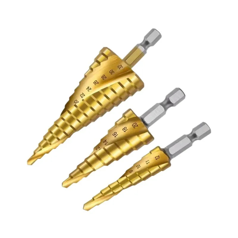 HSS Step Drill Bit 4-12mm 4-20mm 4-32mm Hex Titanium Cone Hole Cutter Multifunction Reamer Plate Iron Aluminum Plate Drilling Me