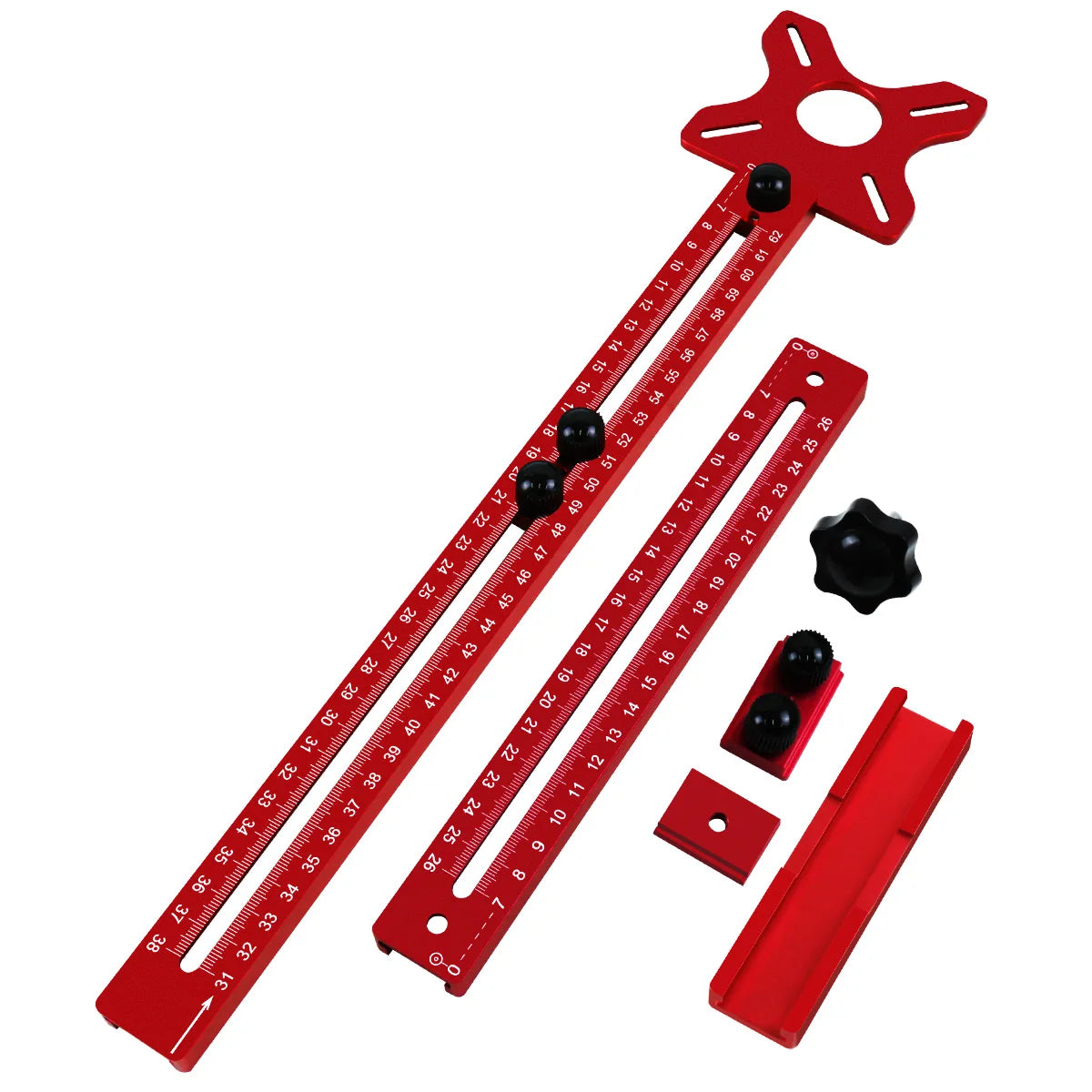 3-in-1 Aluminum Router Guide Jig, Adjustable Circle Cutting Tool for Woodworking, Multifunction Template for Cabinet Hardware