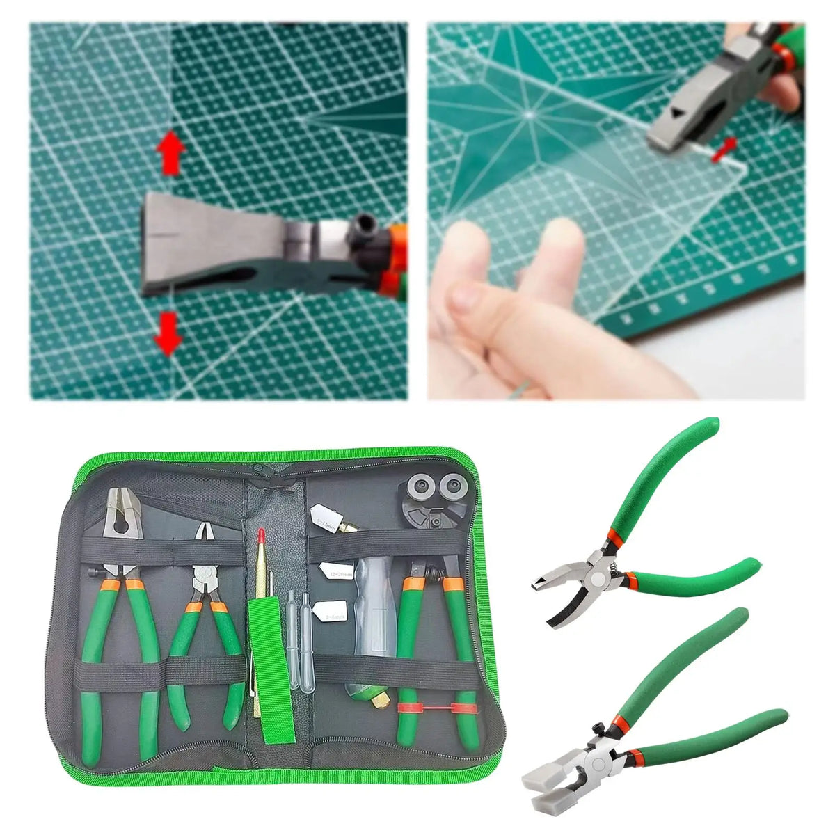 Glass Cutter Tool Glass Running Breaking Pliers Multipurpose Portable Trimming Breaker for Hardware Install Mosaics Fused Key