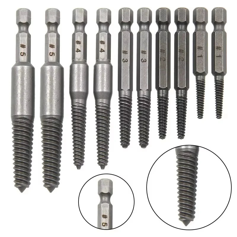 5/10pc Hex Shank Broken Head Screw Extractor Set - Electric Drill Tool Kit for Removing Stripped Screws Screwdriver Extractors