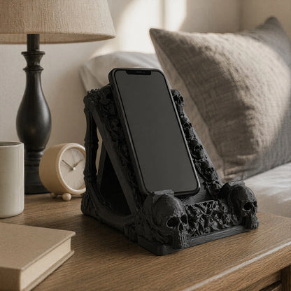 Gothic Skull Holder Skull Shaped Mobile Holders Creative Gothic Desktop Ornament for Home Office Bedroom Decors