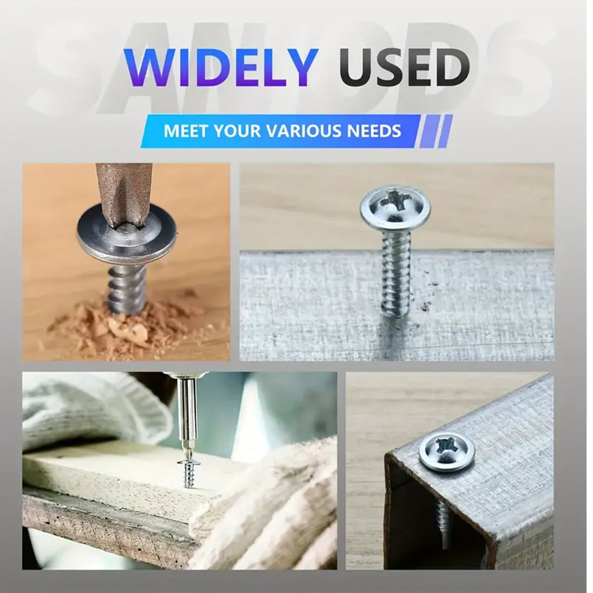 210pcs/410 Stainless Steel Cross Head Washer Self Drilling Screws, M4.2 Large Flat Head Self Tapping Self Drilling Screws, Self