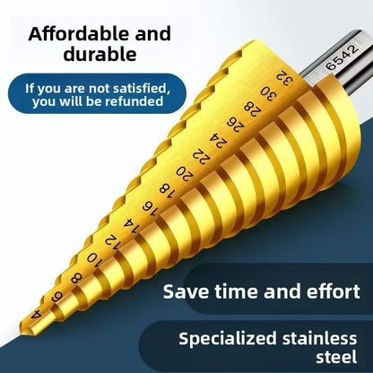 HSS Step Drill Bit 4-12mm 4-20mm 4-32mm Hex Titanium Cone Hole Cutter Multifunction Reamer Plate Iron Aluminum Plate Drilling Me