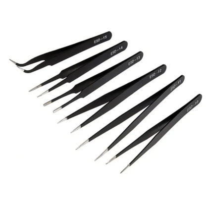 Stainless Steel Curved Straight Black Tweezer Nail Art Rhinestones Nipper Picking Tool Sequins Beads Making Tool Hand Tool Set