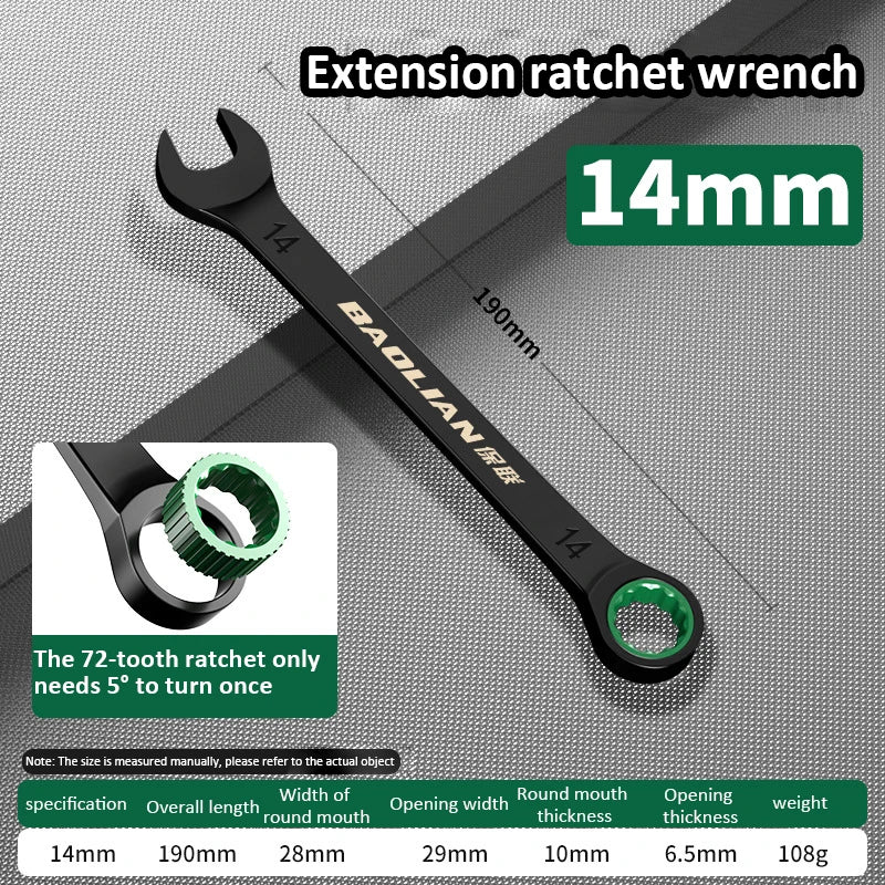 Dual-Purpose Wrench Fast Plum Blossom Ratchet Wrench Industrial Grade 72 Tooth Labor-Saving, Fast and Durable Dual-use Wrench