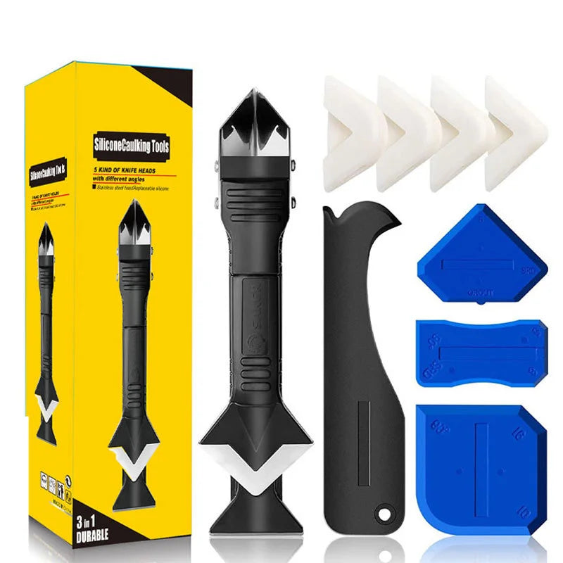 5 in 1 Multi-function Scraper Tool Sealant Finishing Tool Caulk Remover & Glass Glue Angle Scraper for Bathroom Kitchen Floor