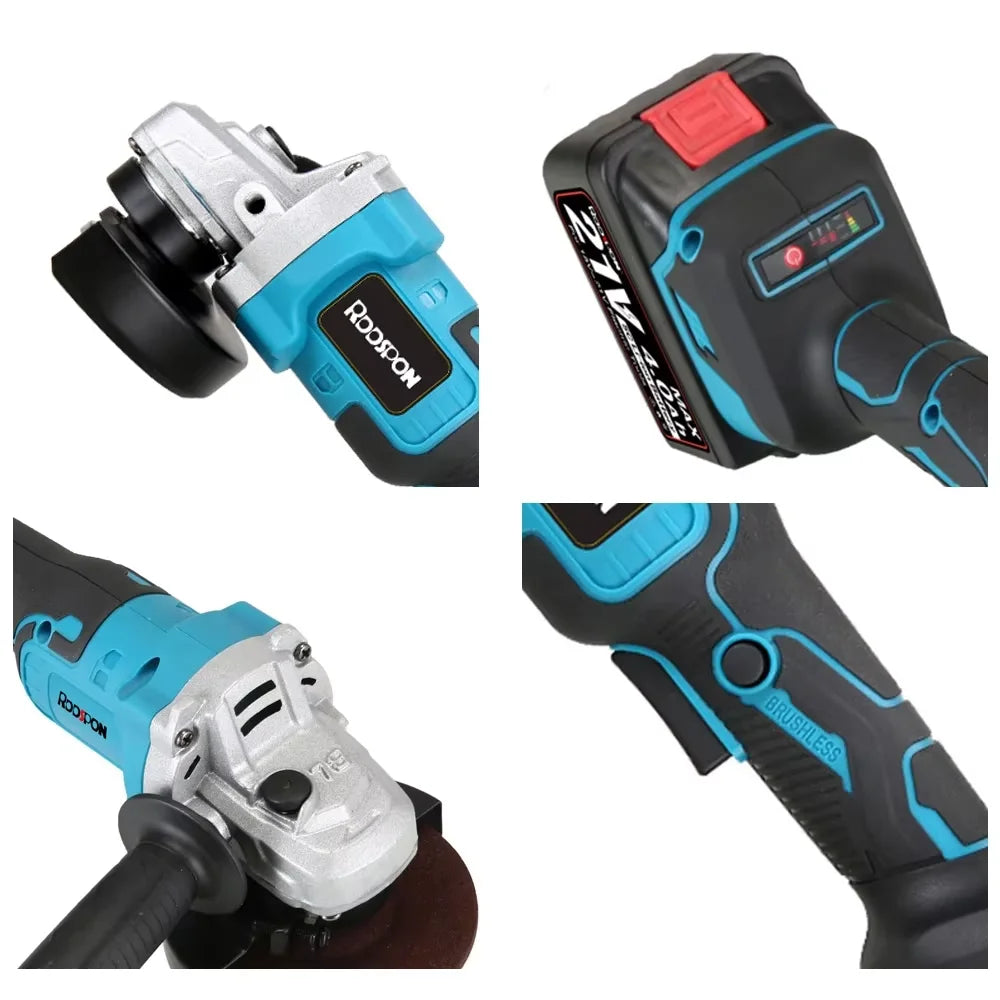 125/100mm  Angle Grinder Brushless Variable 3-Speed  Lithium-Ion Grinding Cutting Machine Polisher Power Tool For Makita Battery