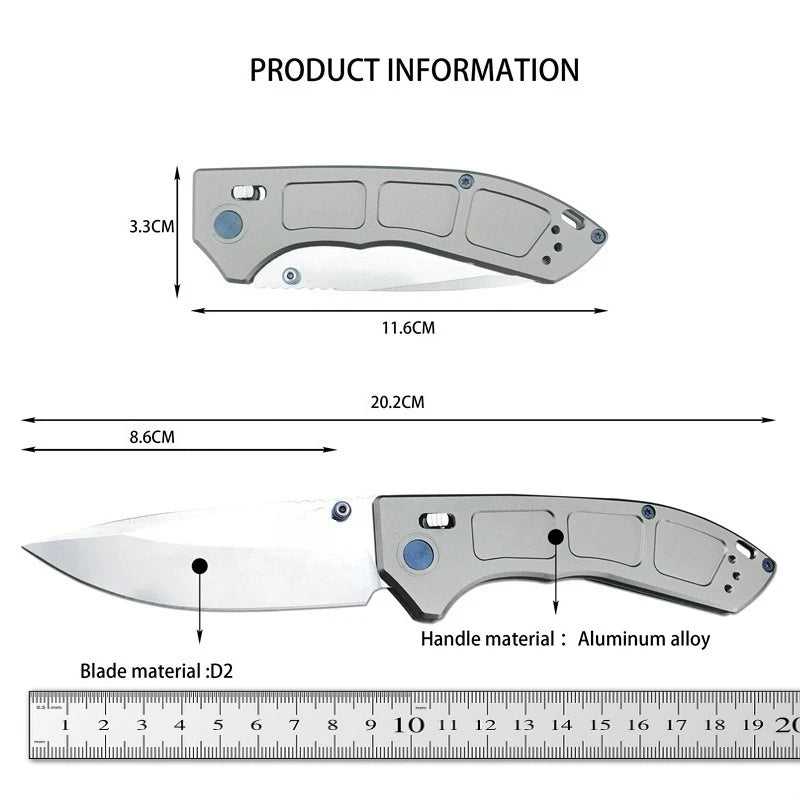 BM 748 Narrows AXIS Pocket Folding Knife 3.43" D2 Blade Gray Aluminum Alloy Handles Outdoor Hunting Camping Survival Tactical Knives EDC Tools