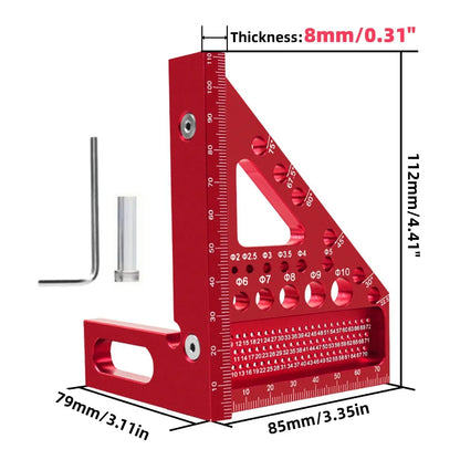 Carpenter Square - Multi-angle Set Square Precision T-square Aluminum Scribing Ruler for Woodworking, Construction and Engineers