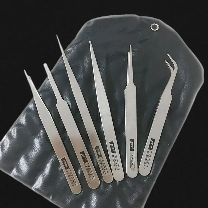 6PCS high-quality stainless steel hand account anti-static precision tweezers, DIY mobile jewelry repair manual tools