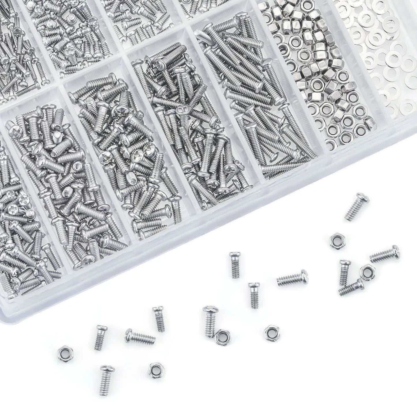 1000PCS Eyeglass Repair Kit, Stainless Steel Screws & Nuts Set with Mini Screwdriver & Tweezers for Glasses/Watch/Electronics