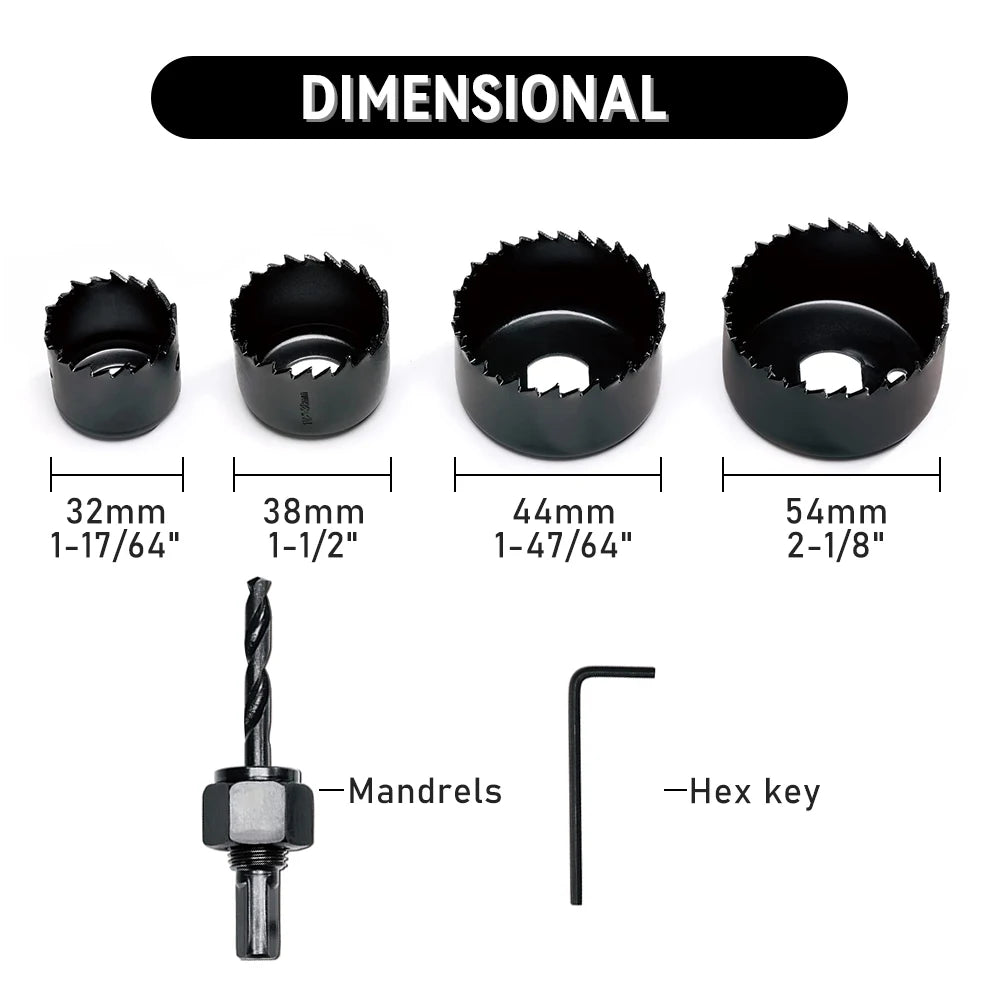 Hole Saw Set,Metal Core,6PCS Saw Cup Wood Crown, Drill Bit For Wood ,Woodworking Tools