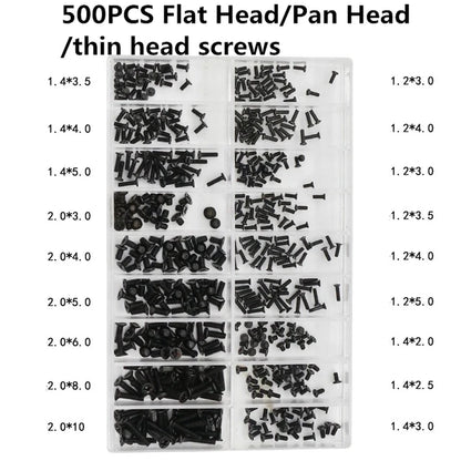 500PCS 18Size Laptop Notebook Tiny Computer Replacement Electronic Screws Assortment Repair Kit Flat Head Mini Screw Set